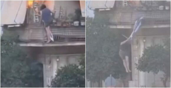 Μεγάλη φωτιά σε διώροφο κτίριο στην Καλλιθέα: Ηλικιωμένη πήδηξε από το μπαλκόνι και σώθηκε (VIDEO)