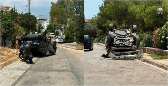 Σοβαρό τροχαίο στη Βούλα: Τούμπαραν δύο ΙΧ μετά από σφοδρή σύγκρουση – «Το αμάξι κατέβηκε όλο κωλοτούμπα, ευτυχώς δεν υπήρχε πεζός»
